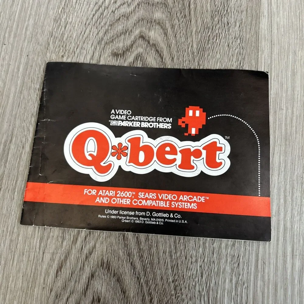Qbert Atari 2600 Video Game Cartridge 1983 with Manual Tested Sears Arcade